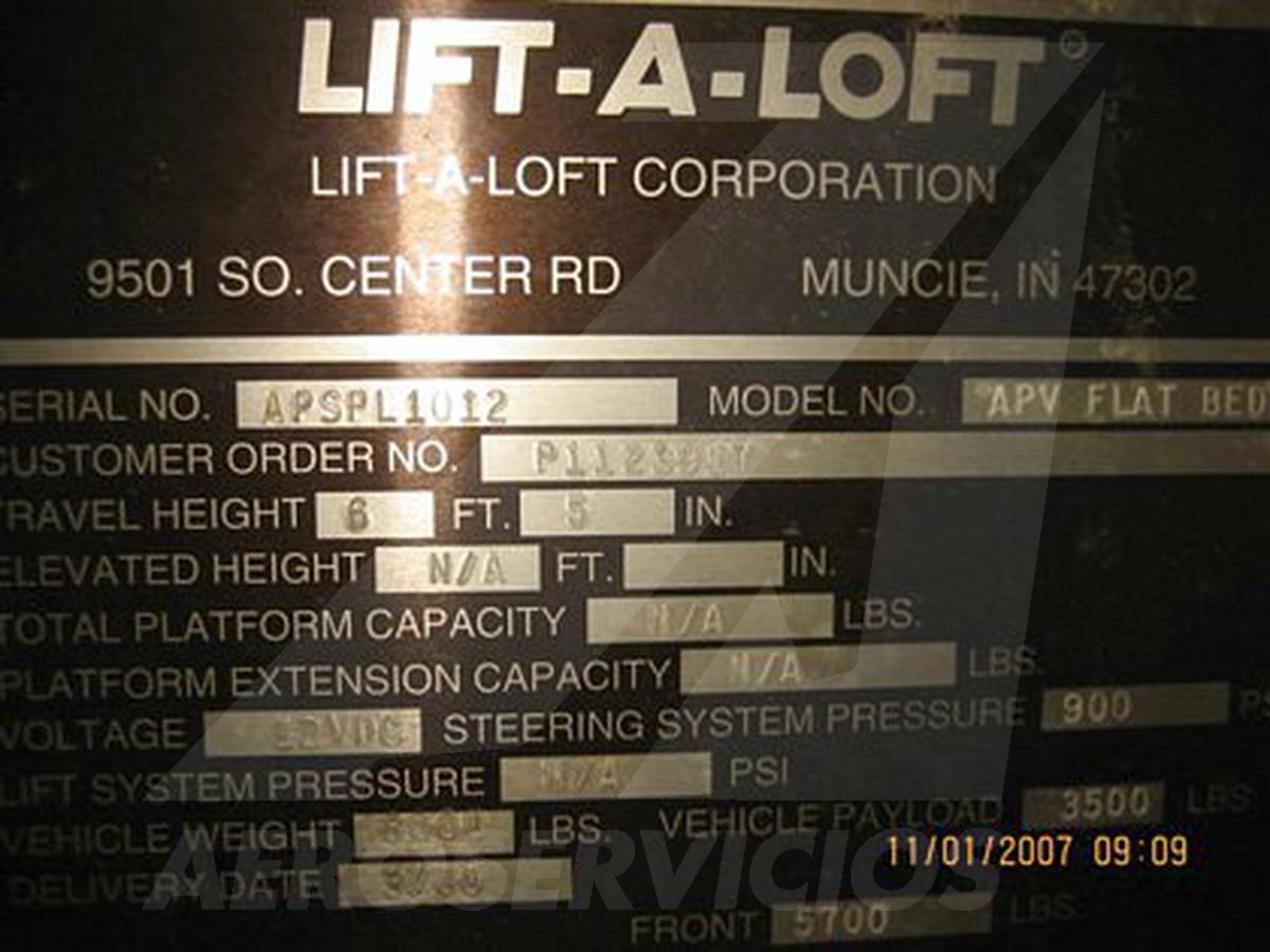 All Purpose Vehicle Lift-A-Loft APV Flat bed
