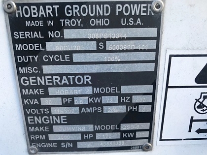 Ground Power Units Hobart 90CU20 - 90 kVA