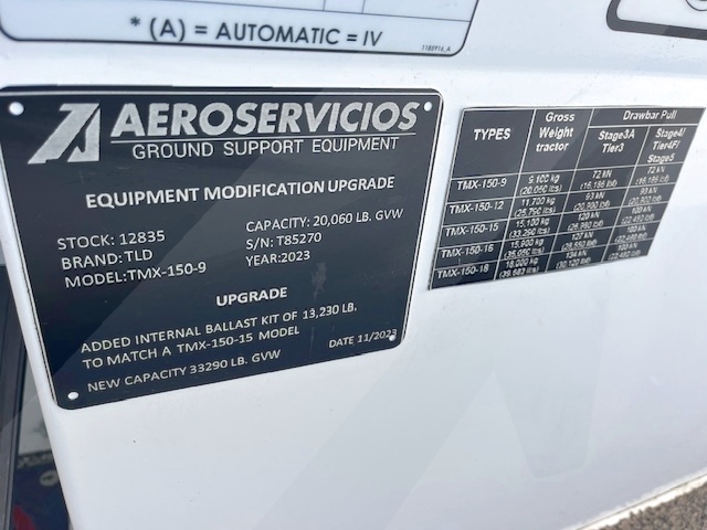 Push Back Tractor TLD TMX-150-15 Tier 4F