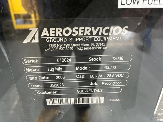 Ground Power Unit TUG 400/60 - 60 kVA+ 28.5 VDC