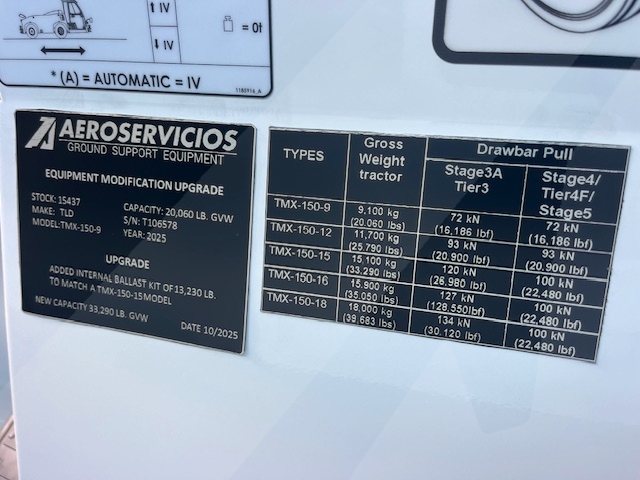 Push Back Tractor TLD TMX-150-15 Tier 4F