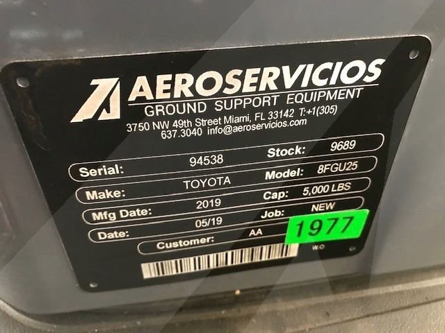 Forklift Toyota 8FGU25 Dual Fuel- 5,000 lb