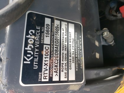 Utility Vehivcle Kubota RTV- X1100C 4WD