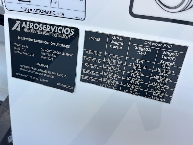 Push Back Tractor TLD TMX-150-15 Tier 4F