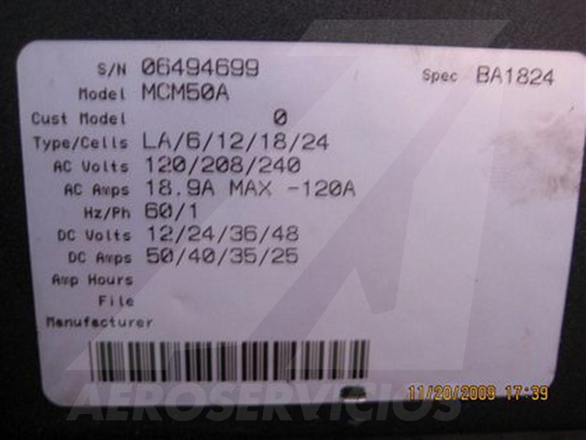 2007 Motor Generator Corp. Battery Charger MCM 50A